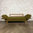 Mid Century Scandinavian Sofa Bed In Olive Green Wool Vintage Retro MCM