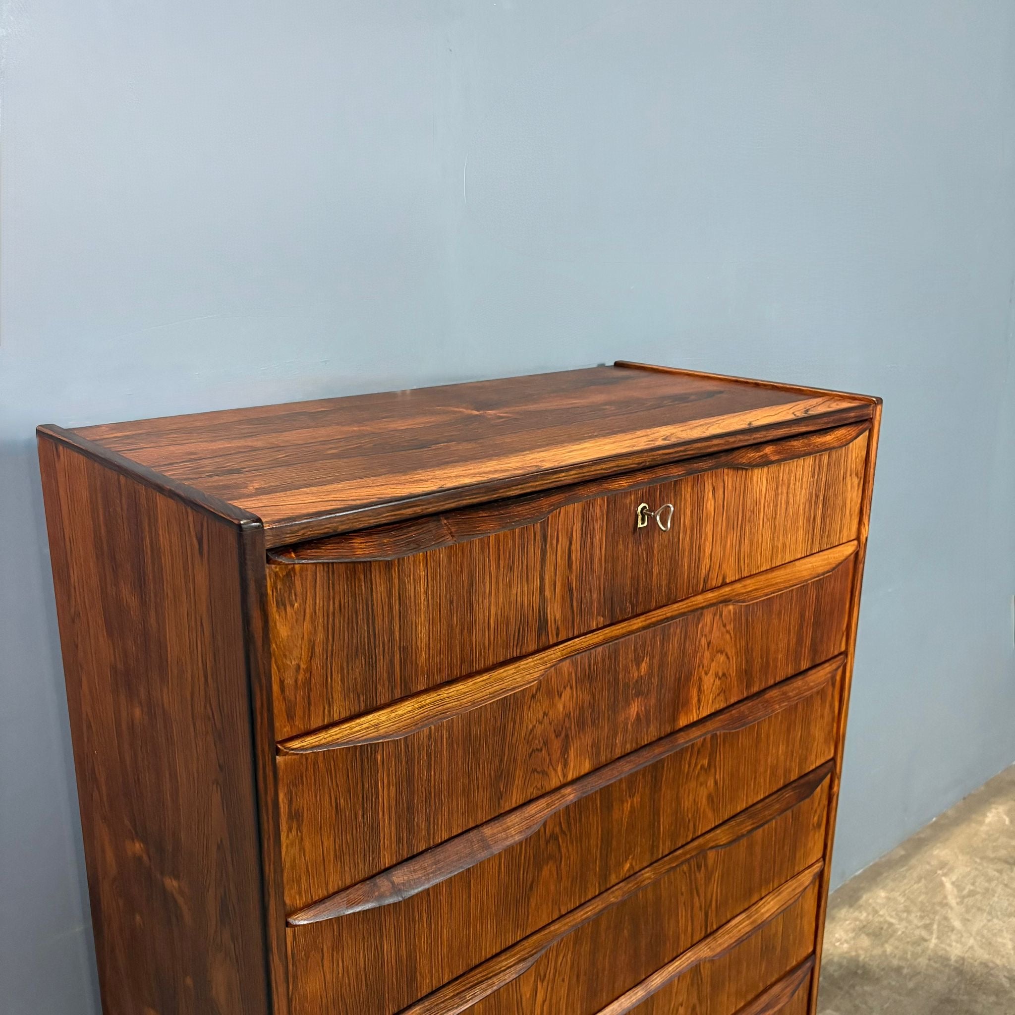 SOLD Rosewood Danish Tall Boy/Chest Of Drawers Mid Century Vintage Retro MCM