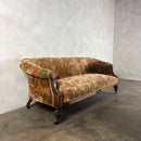 Antique Flamestitch Chesterfield Style Walnut Mahogany Three Seater Sofa Victorian