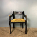 Carimate Black Carver Rush Papercord Dining Chair By Vico Magistretti For Cassina Mid Century Vintage Retro MCM