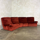 Dark Orange Four Piece Modular Sofa/Chairs Mid Century Vintage Retro MCM
