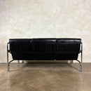 Mid Century Pieff Alpha Black Leather Three Seater Sofa With Matching Lounge Chair Vintage Retro MCM