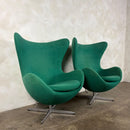 SOLD Pair Of Green Egg Lounge Chairs Mid Century Vintage Retro MCM