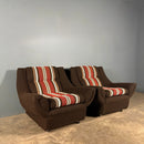 Mid Century Striped Brown Armchair Vintage Retro MCM