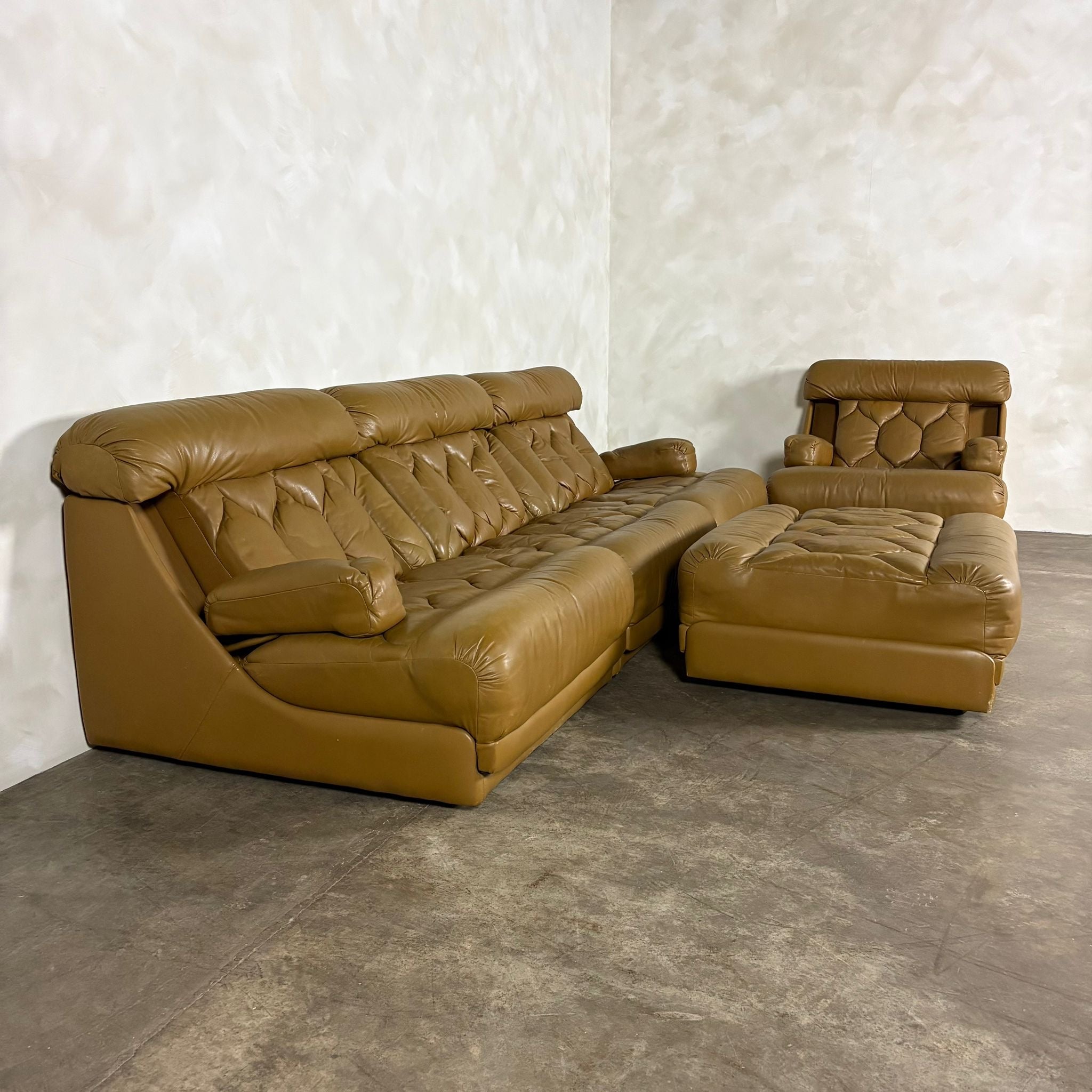 Tetrad Nucleus Leather Armchairs/Sofa Lounge Suite Mid Century Vintage Retro MCM