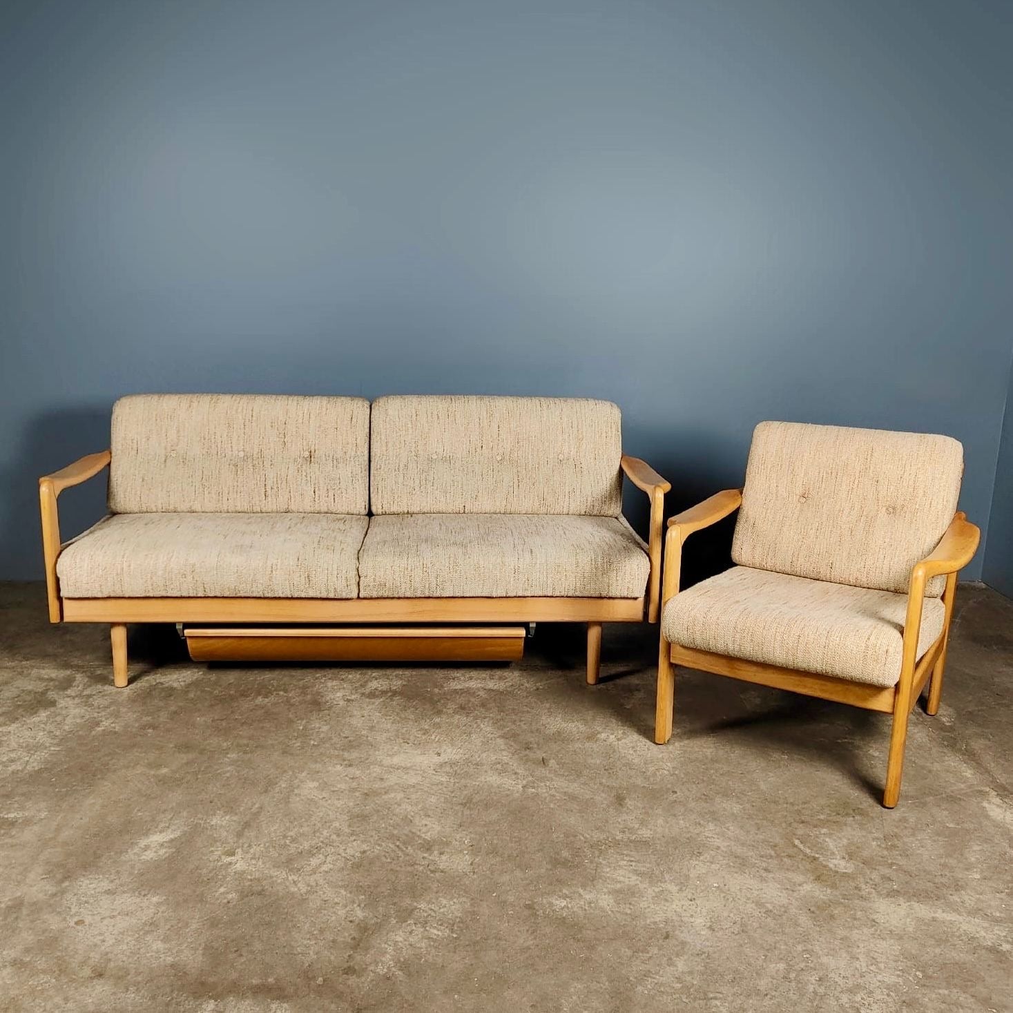 Sofa Bed & Armchair By Wilhelm Knoll & Walter Knoll For Knoll International Mid Century Vintage Retro MCM