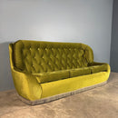 SOLD Mid Century Three Seater Sofa Green Velvet Vintage Retro MCM