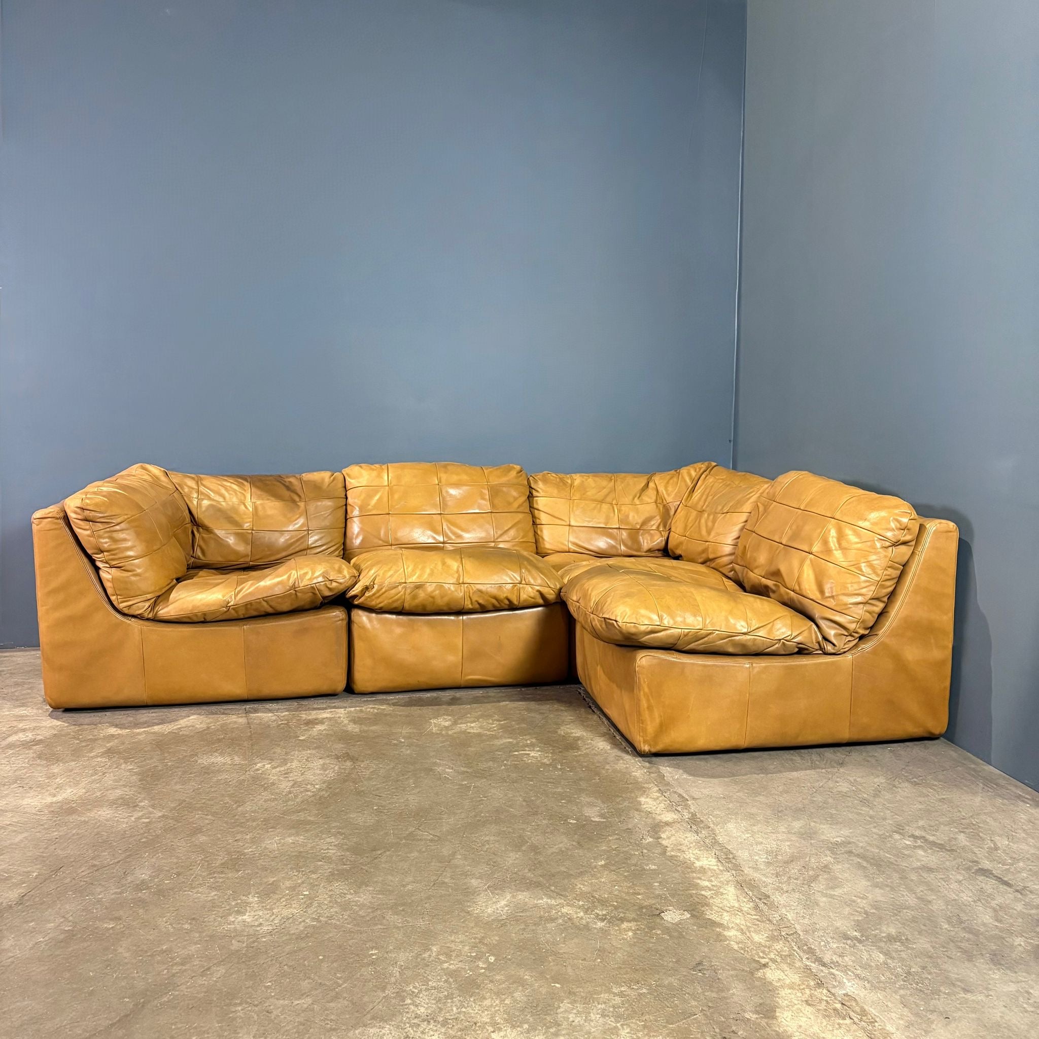 SOLD De Sede DS11 Style Patchwork Leather Modular Sofa Mid Century Vintage Retro MCM