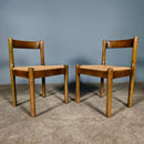 SOLD Pair Of Carimate Brown Rush & Beech Dining Chairs By Vico Magistretti For Cassina Mid Century Vintage Retro MCM