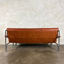 Mid Century Pieff Alpha Tan Brown Leather Three Seater Sofa & Two Swivel Lounge Chairs With Footstool Vintage Retro MCM