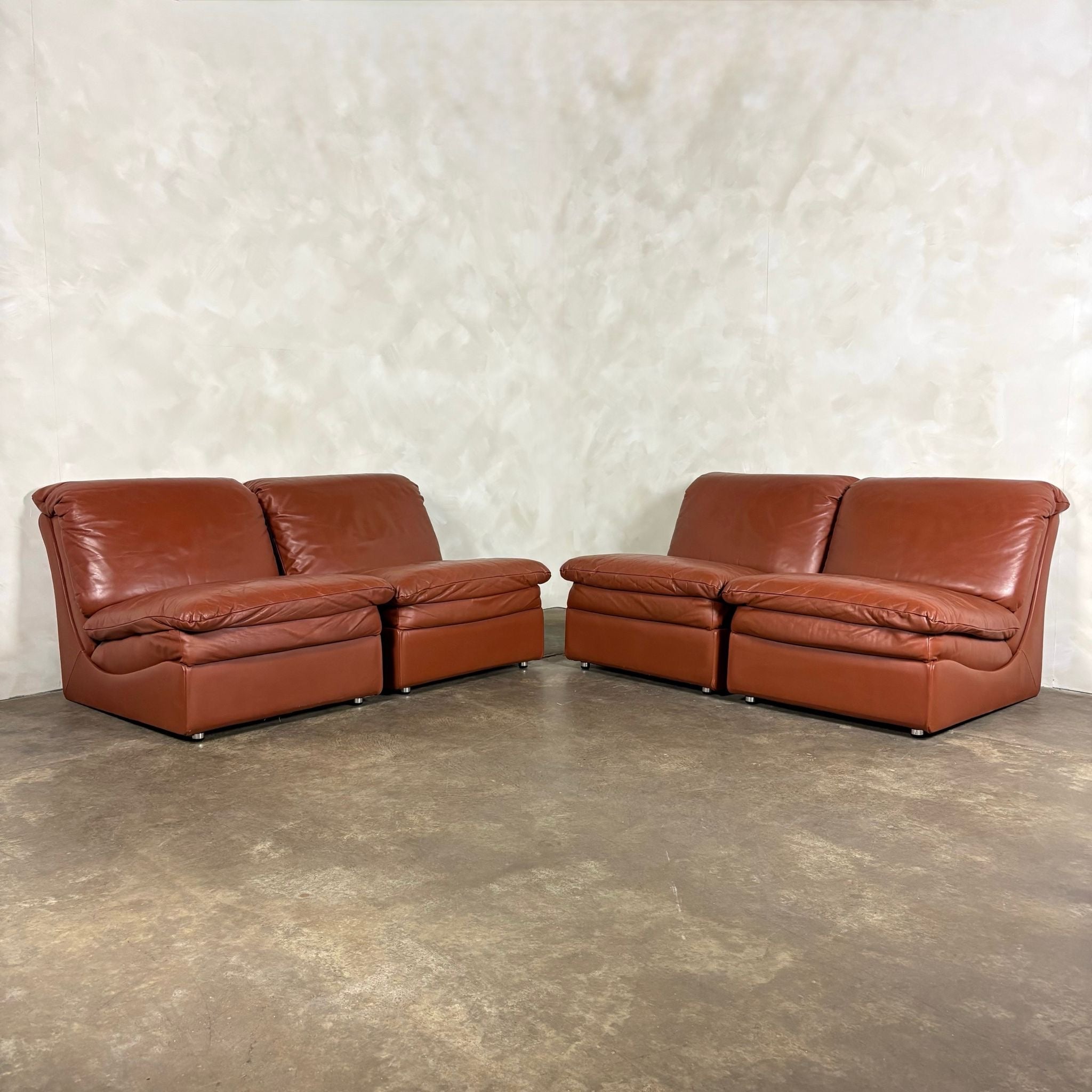 UBU Four Seater Brown Tan Modular Sofa/Chairs Lounge Suite Mid Century Vintage Retro MCM