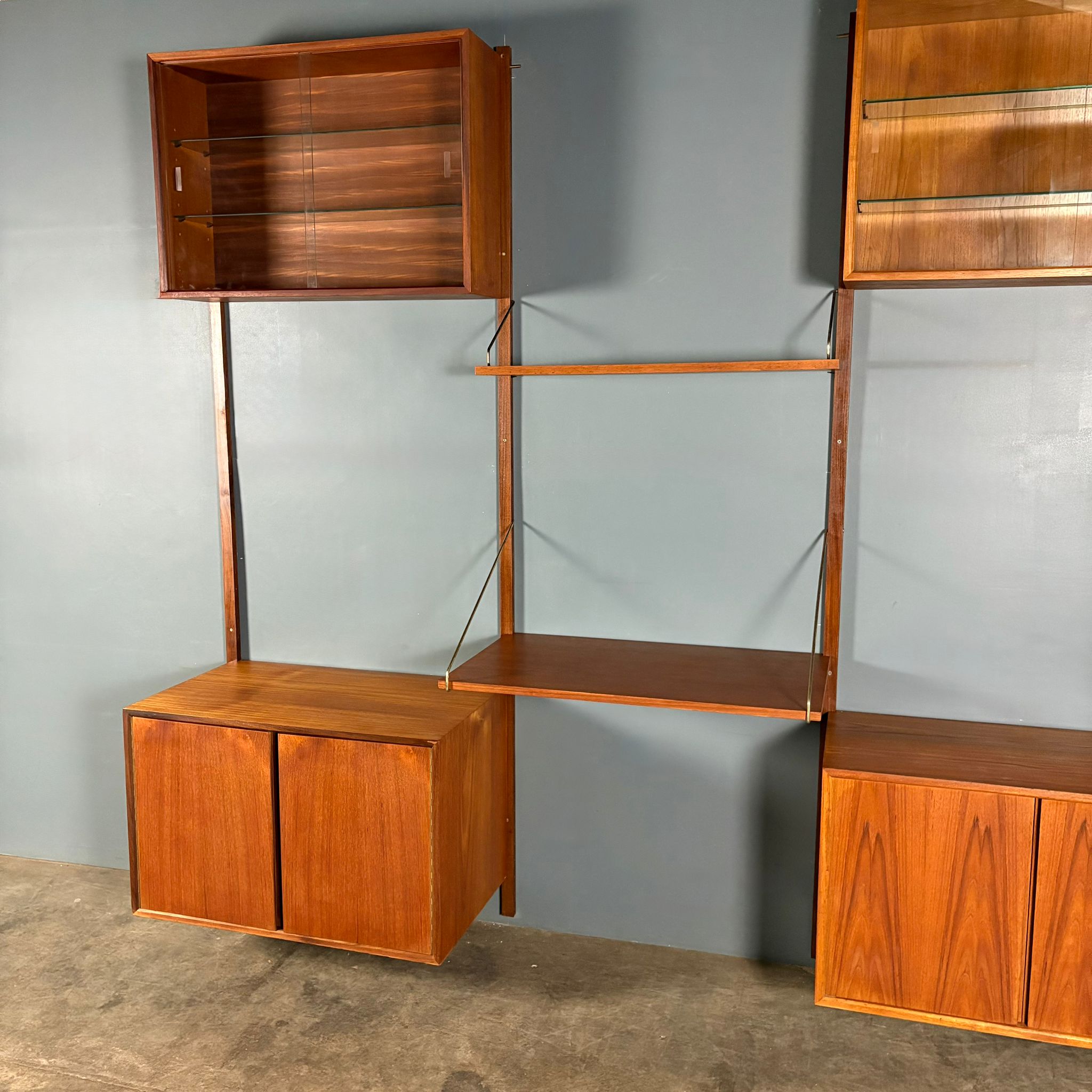 Mid Century Poul Cadovius Royal System Cado Large Teak Wall Unit Vintage Retro MCM Set 2