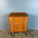 Mid Century Teak & Brass Chest Of Drawers Vintage Retro MCM