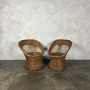 1970s Rattan Sofa & Pair Of Lounge Chairs Mid Century Vintage Retro MCM