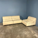 Tetrad Off White Ivory Leather Three Seater Modular Sofa/Chairs Mid Century Vintage Retro MCM