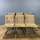 Six Geometric Patterned Chrome Cantilevered Dining Chairs Mid Century Vintage Retro MCM