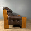 Mid Century Norwegian Brown Leather Three Seater Sofa Vintage Retro MCM