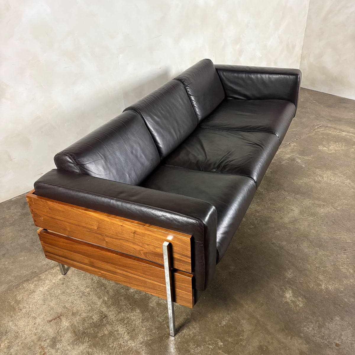 Mid Century Brown Leather Robin Day For Habitat Forum II Three Seater Sofa Vintage Retro MCM