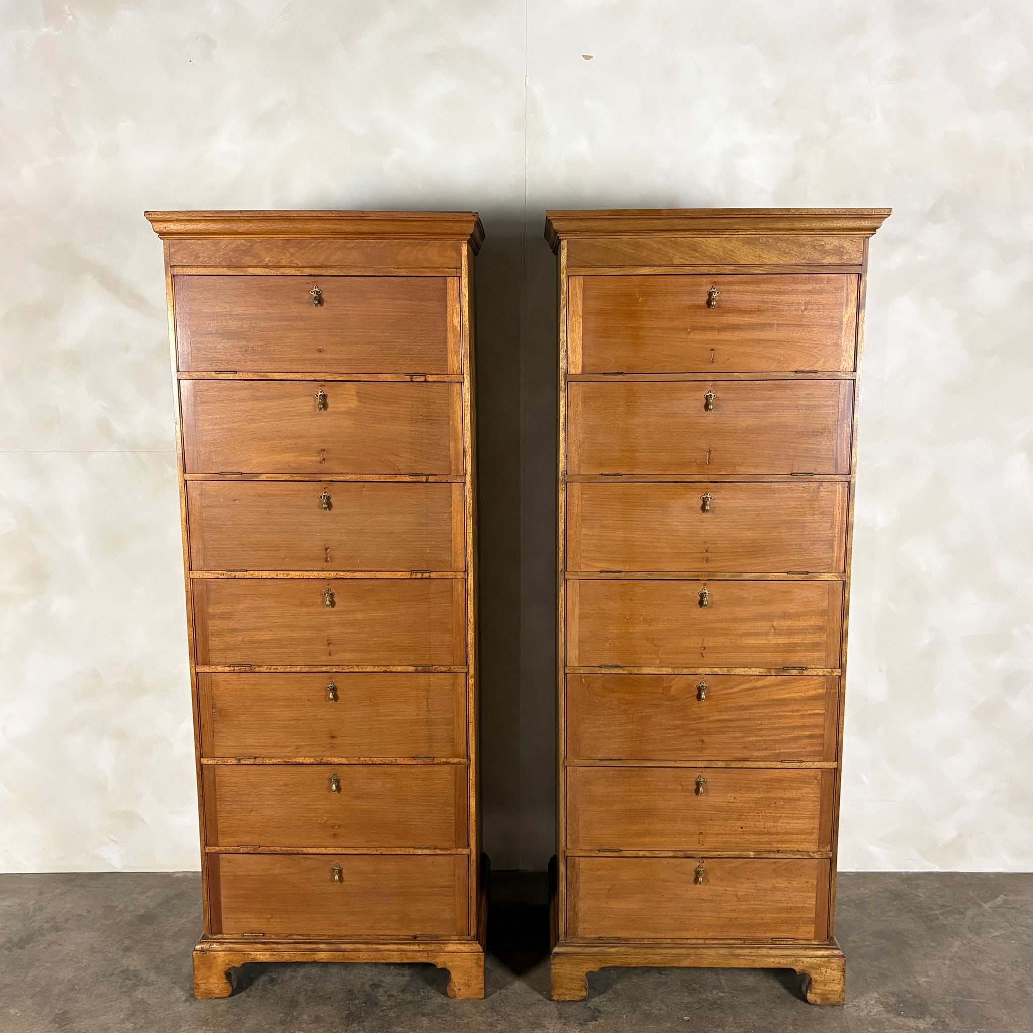 Pair Of Antique Edwardian Tall Cabinets/Bookcases/Haberdashery Storage Drawers