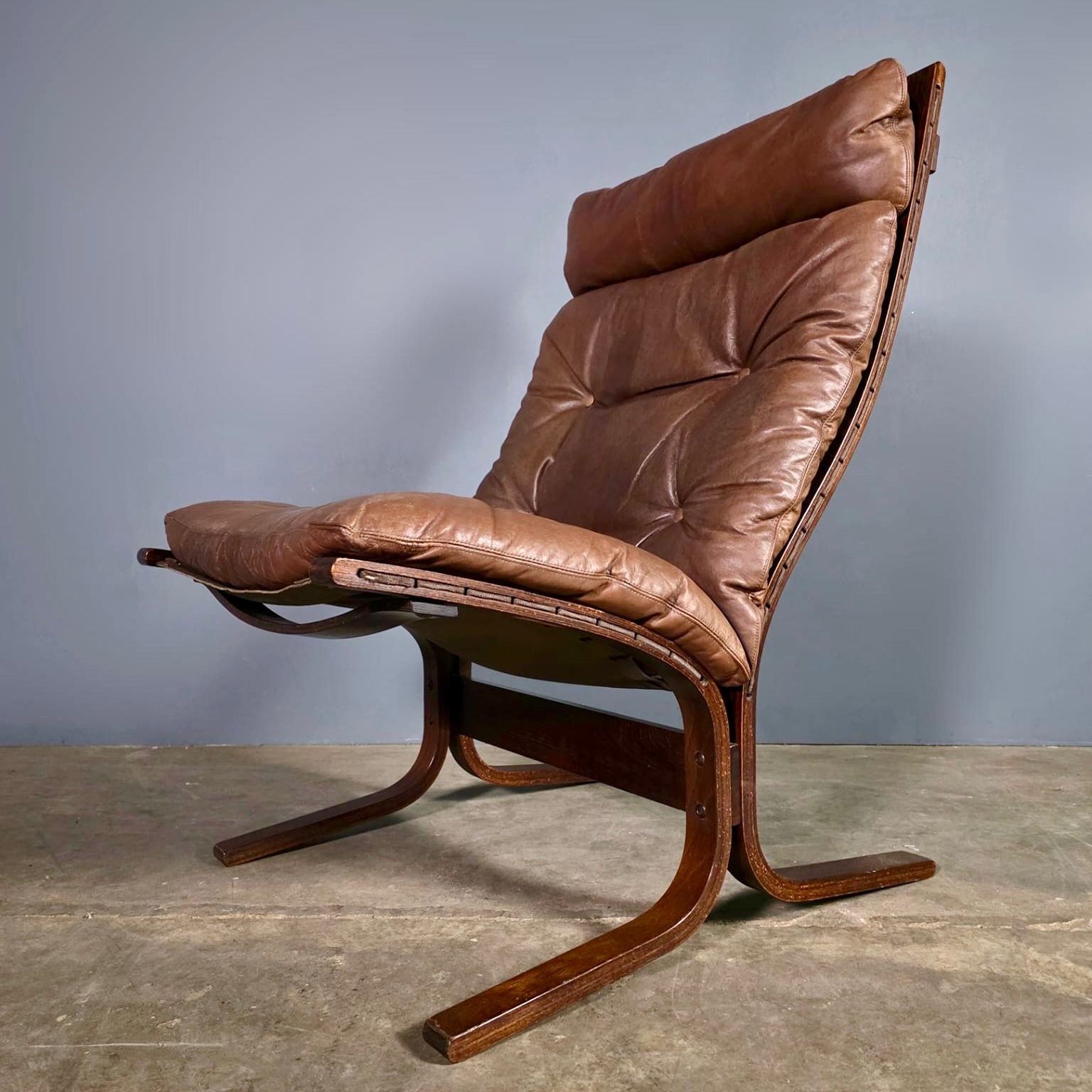 Siesta Leather Lounge Chair By Ingmar Relling For Westnofa Mid Century Vintage Retro MCM