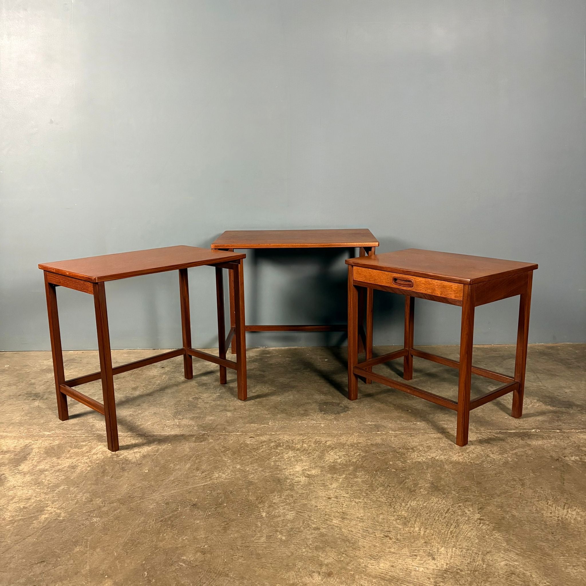 Danish Set Of Three Nest Of Tables Teak Mid Century Vintage Retro MCM