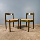 SOLD Pair Of Carimate Green Rush & Beech Dining Chairs By Vico Magistretti For Cassina Mid Century Vintage Retro MCM