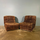 Pair Of Brown Lounge Chairs Sofa Beds Rest Assured Mid Century Vintage Retro MCM