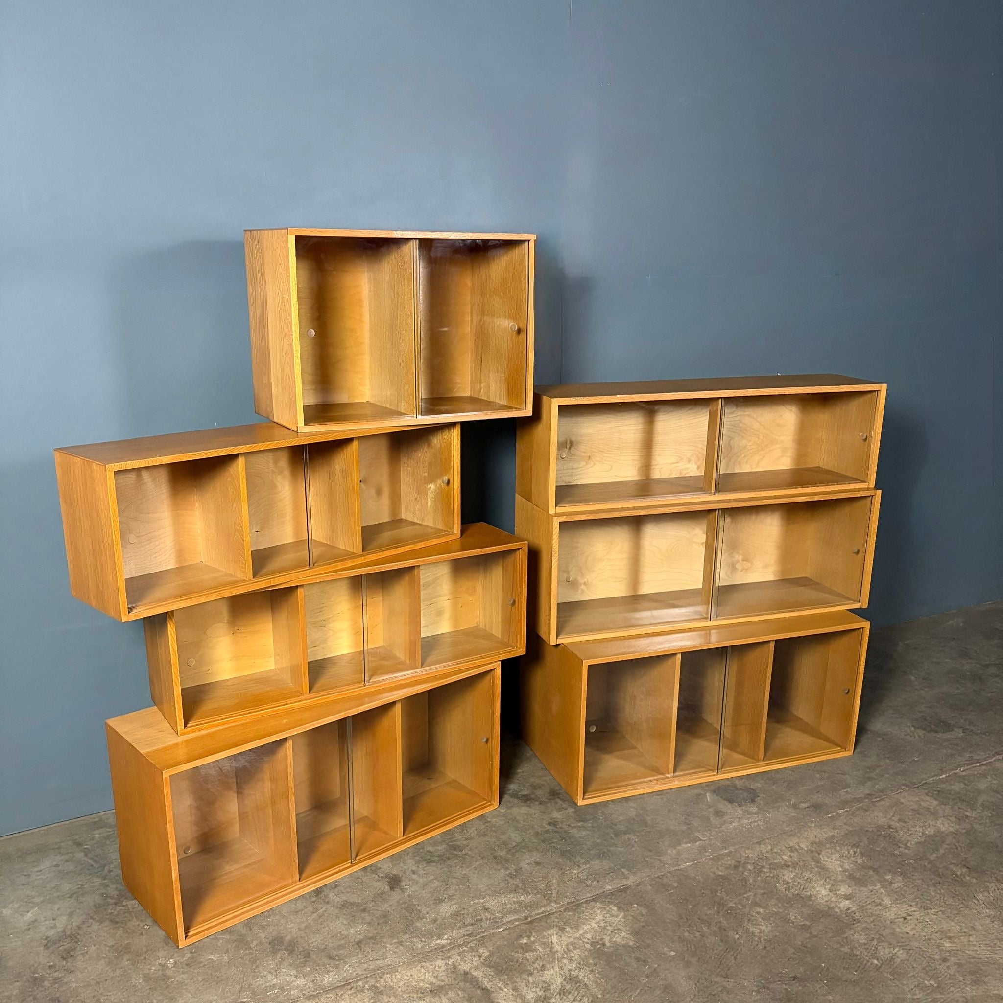 SOLD 7 x Modular Storage Display Boxes Unix Glass Mid Century Vintage Retro MCM