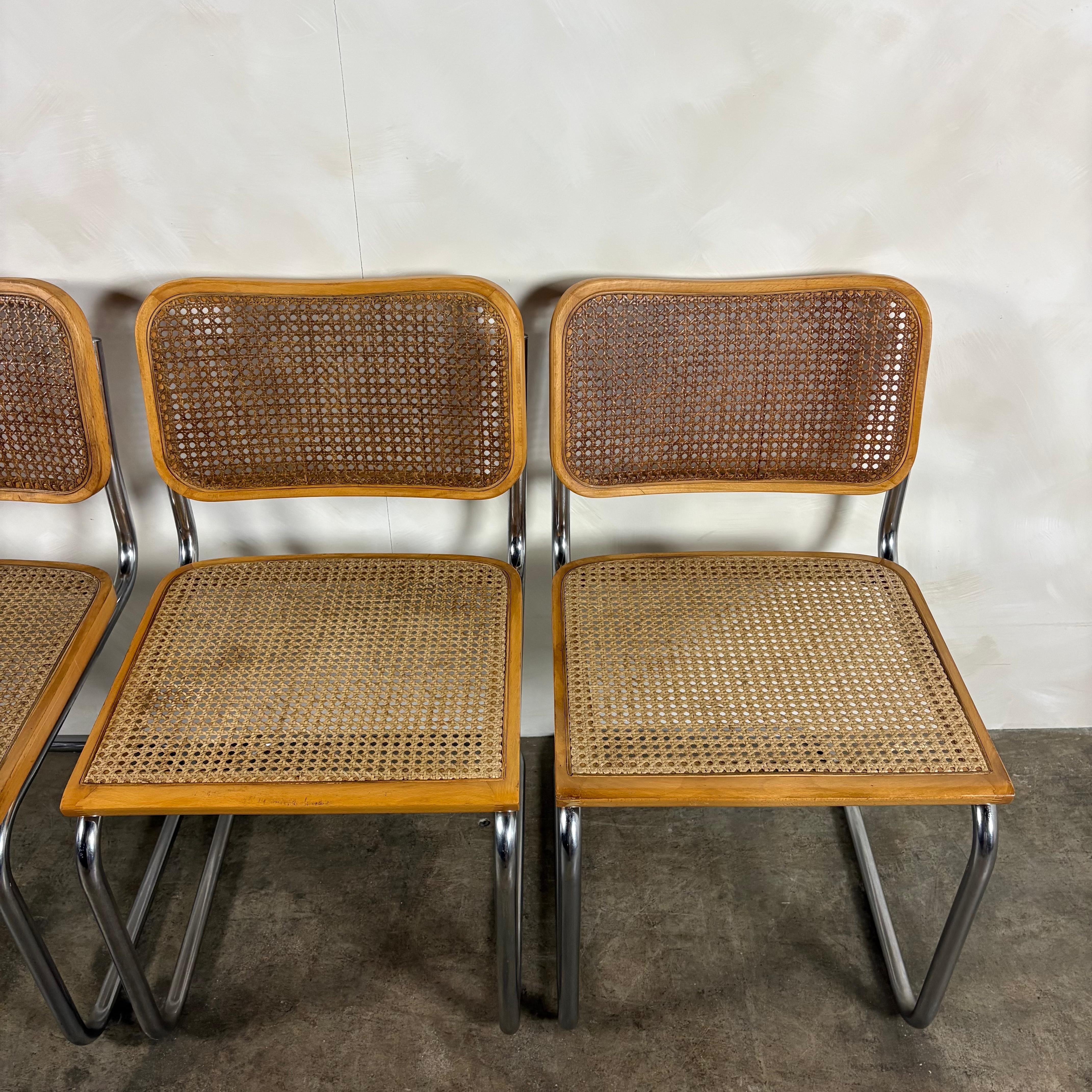 Four Marcel Breuer Cesca Brass Dining Chairs Mid Century Vintage Retro MCM