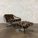 Pair Of Pieff Beta Swivel Lounge Chairs Geometric Fabric Footstool Mid Century Vintage Retro MCM