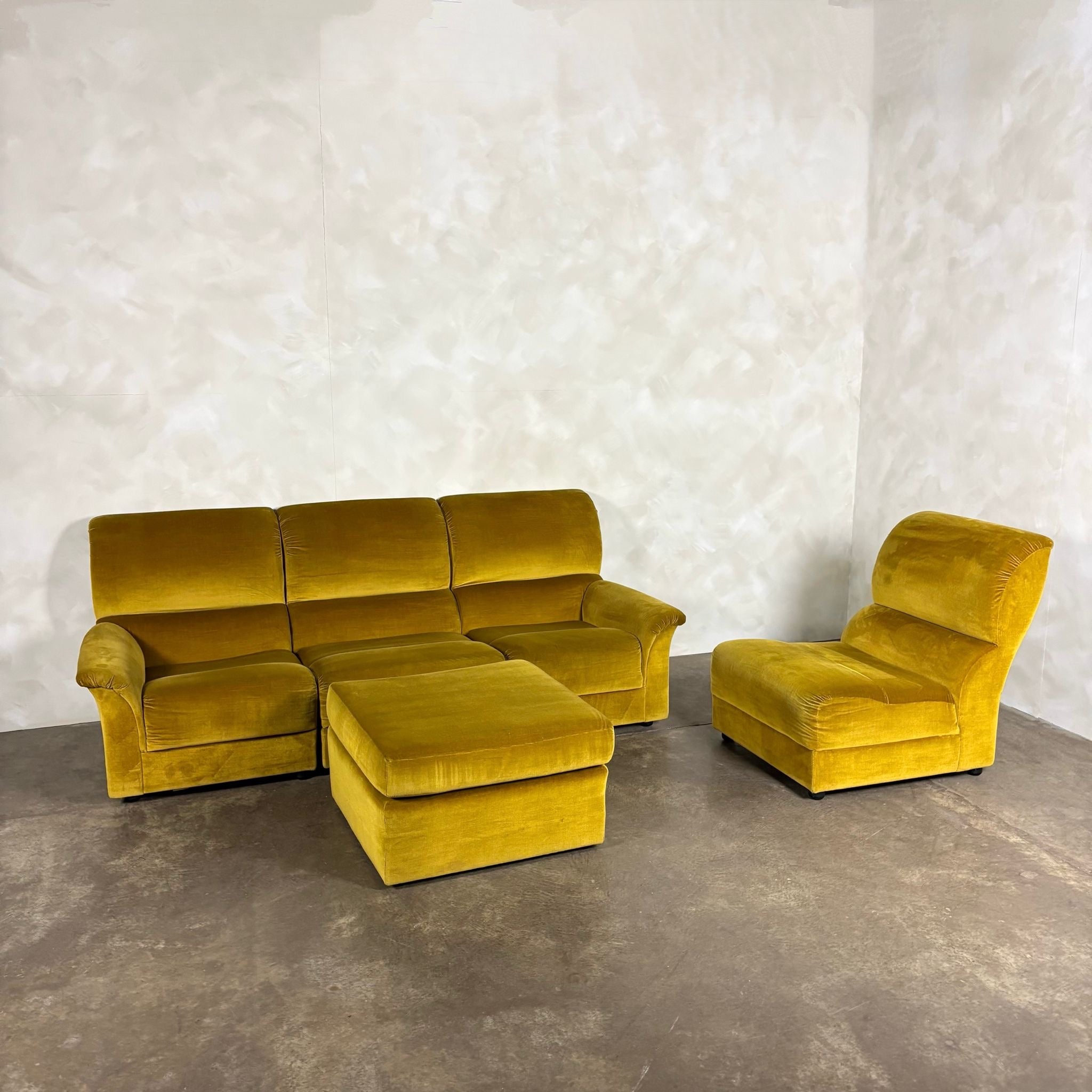 SOLD Mid Century G Plan Osprey Modular Sofa Lounge Suite Yellow Velvet Vintage Retro MCM
