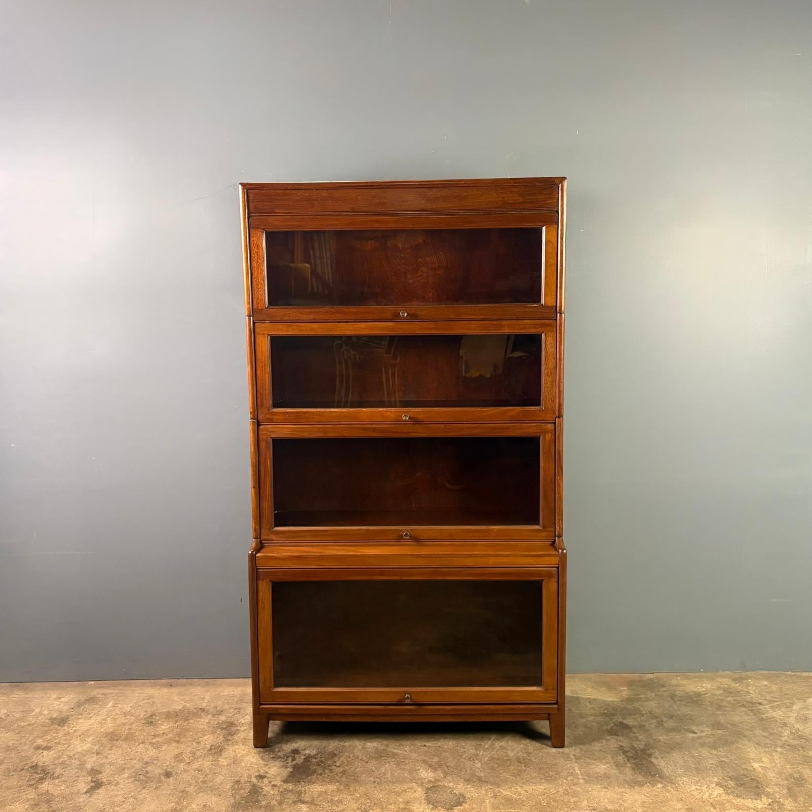 SOLD Gunn Sectional Stacking Glass Fronted Bookcase Mahogany Edwardian Mid Century Vintage Retro MCM