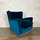 Mid Century Pair Of His & Her Blue Armchairs Vintage Retro MCM