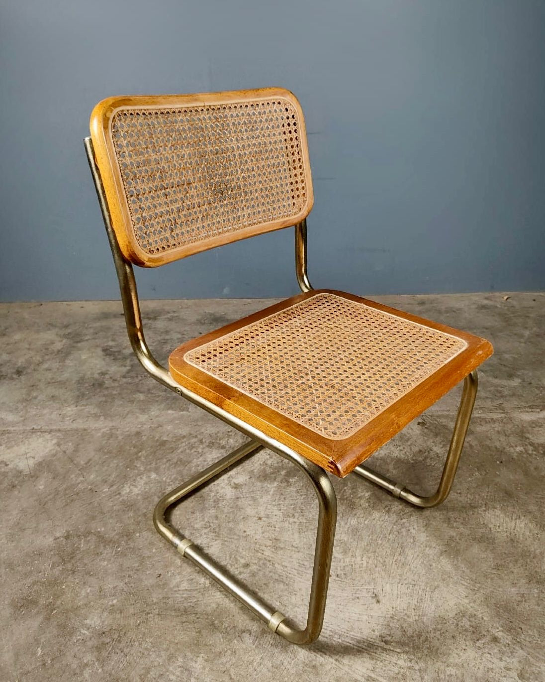 SOLD Dining Table & Chairs Cesca B32 Marcel Breuer Style Gold Brass Mid Century Vintage Retro MCM