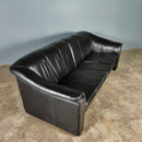 Mid Century Danish Black Leather Georg Thams Three Seater Sofa Vintage Retro MCM