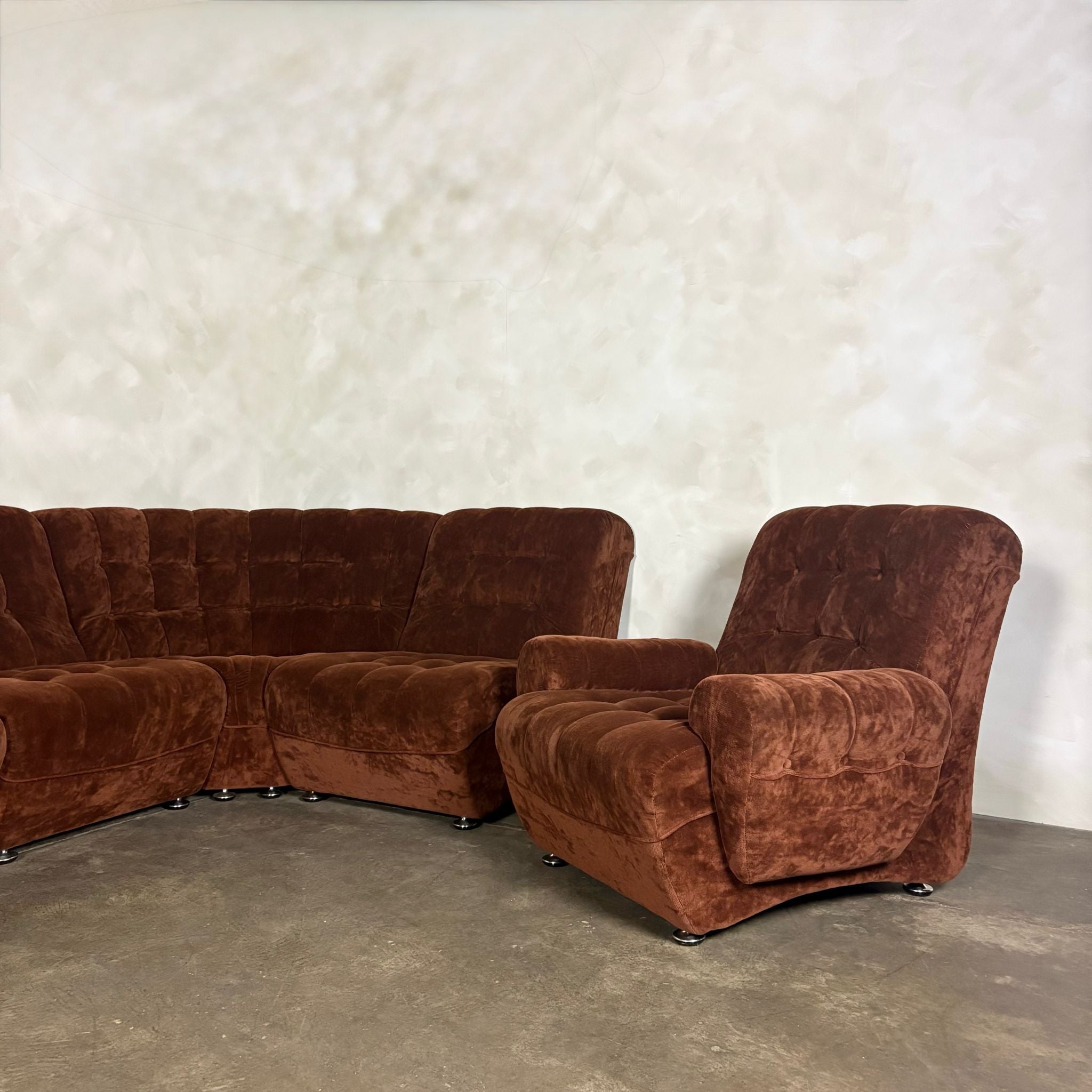 Brown Modular Frayling Sofa/Chairs Lounge Suite Mid Century Vintage Retro MCM