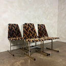 Four Mid Century Pieff Lisse Chrome Geometric Dining Chairs Vintage Retro MCM