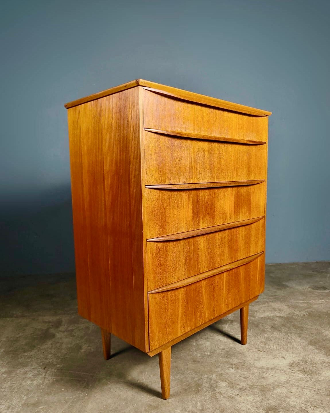 SOLD Mid Century Vintage Chest Of Drawers Tall Boy Teak Retro MCM