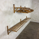 Mid Century Vintage Bamboo Wall Shelf & Hanging Rail With Coat Hangers Retro MCM