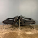 SOLD Mid Century Pair Of Pieff Beta Black Leather Lounge Chairs Vintage Retro MCM