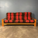 SOLD Three Seater Sofa Pine Mid Century Vintage Retro MCM
