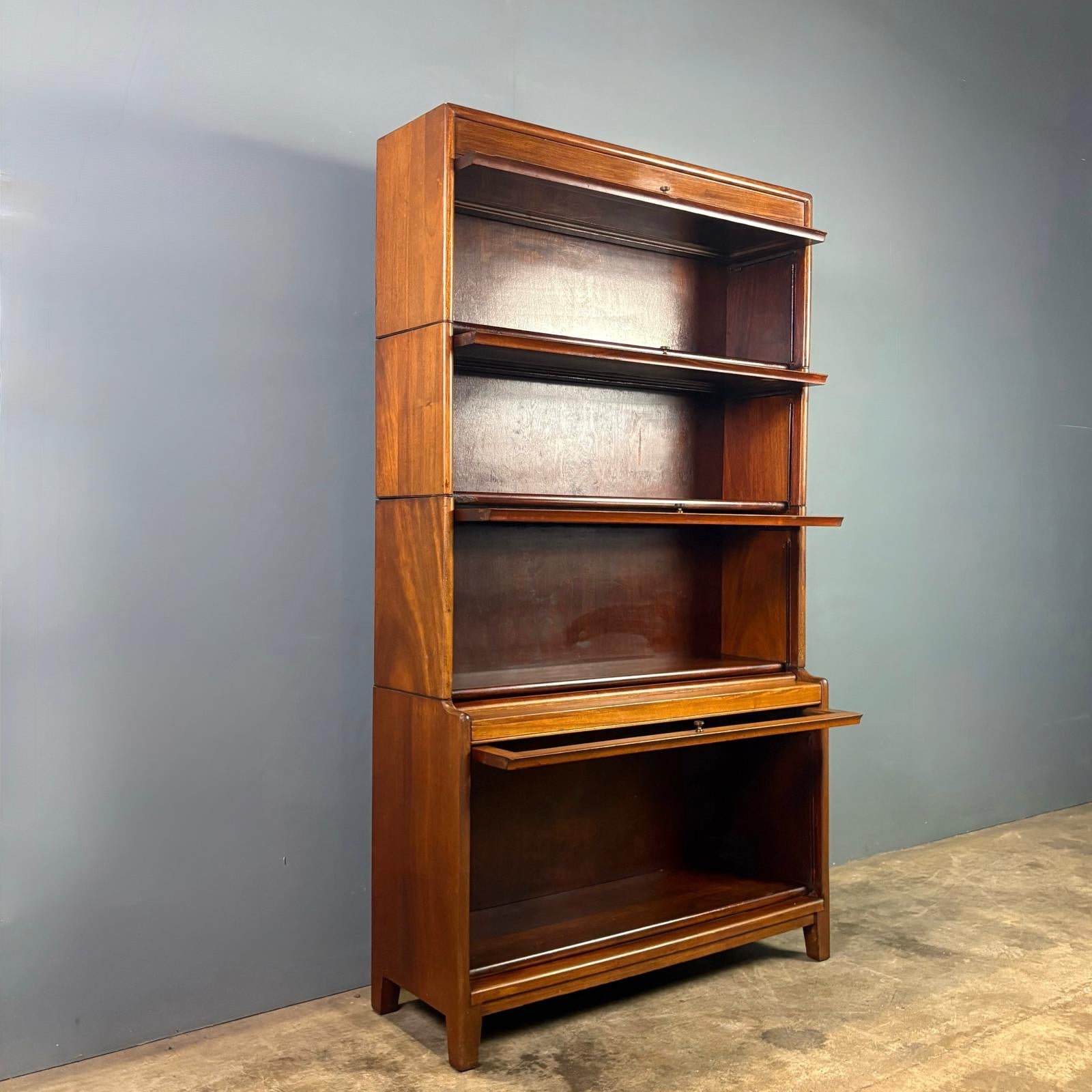 SOLD Gunn Sectional Stacking Glass Fronted Bookcase Mahogany Edwardian Mid Century Vintage Retro MCM