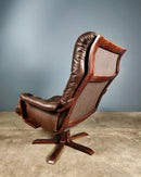 SOLD Mid Century Pair Of Göte Möbler Brown Leather Swivel Chair Lounge Armchairs Vintage Retro MCM