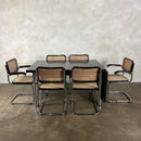 Six Black Marcel Breuer Cesca Bauhaus Dining Chairs With Matching Extending Dining Table Mid Century Vintage Retro MCM