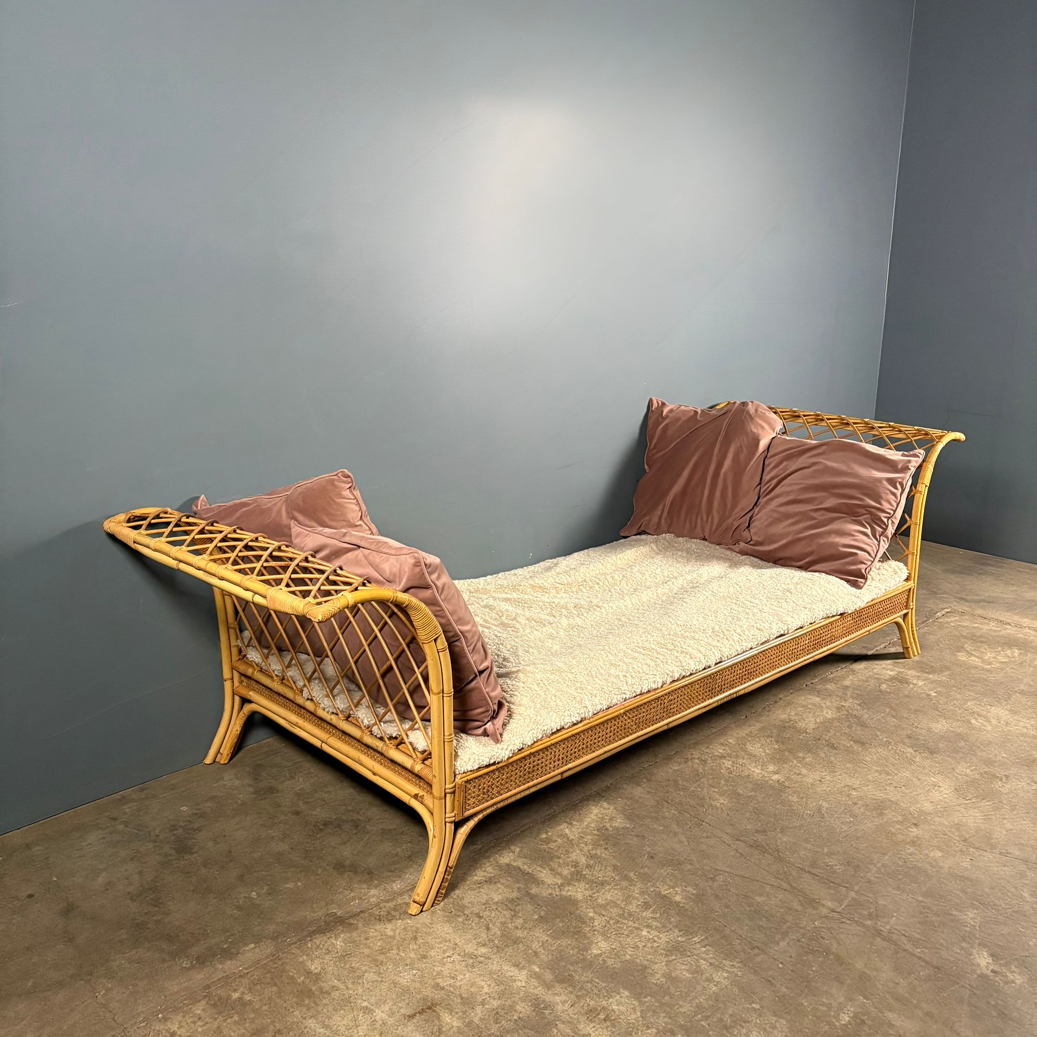 Mid Century Angraves Of Leicester Single Bed/Daybed Bamboo Cane & Rattan Vintage Retro MCM