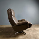 Howard Keith HK Furniture Brown Leather Swivel Armchair Mid Century Vintage Retro MCM