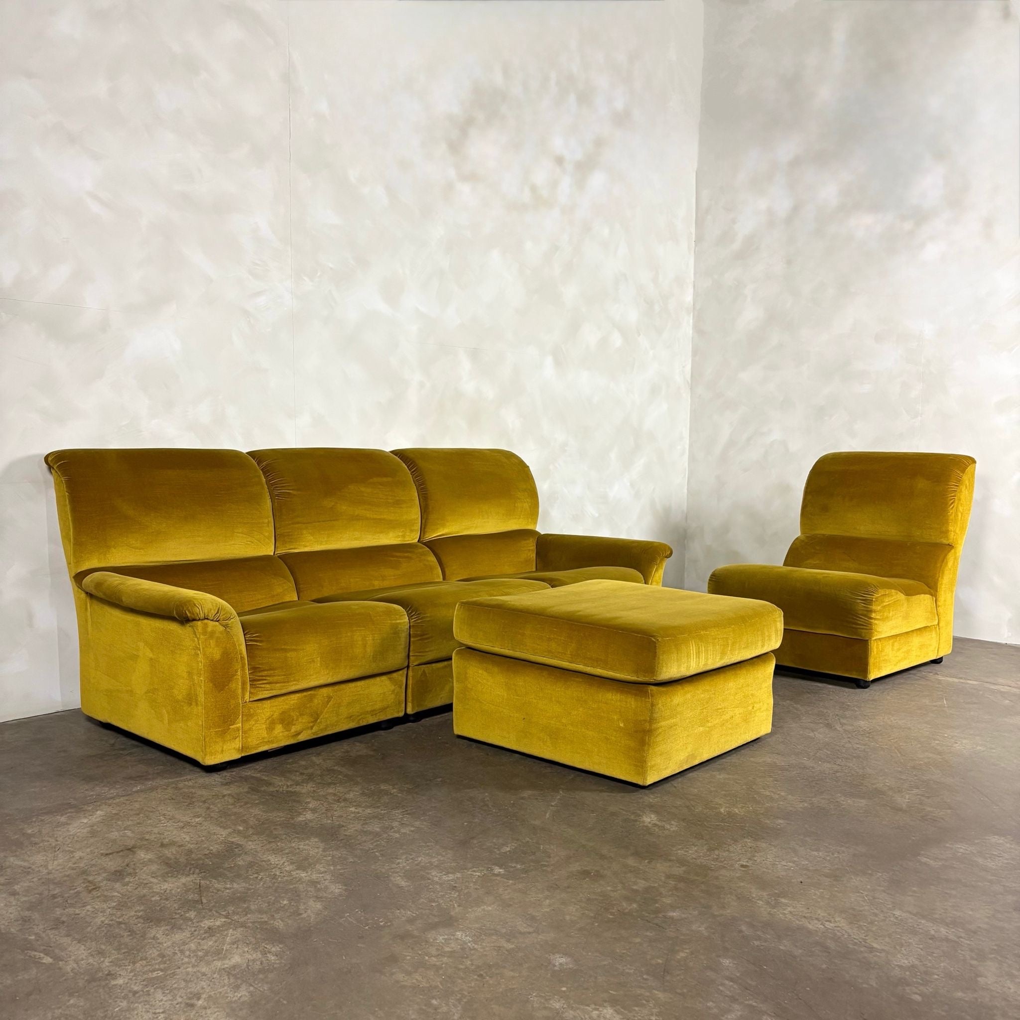 SOLD Mid Century G Plan Osprey Modular Sofa Lounge Suite Yellow Velvet Vintage Retro MCM