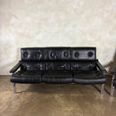 Mid Century Pieff Alpha Black Leather Three Seater Sofa With Matching Lounge Chair Vintage Retro MCM