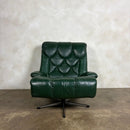 Tetrad Nucleus Green Leather Swivel Lounge Chair Mid Century Vintage Retro MCM