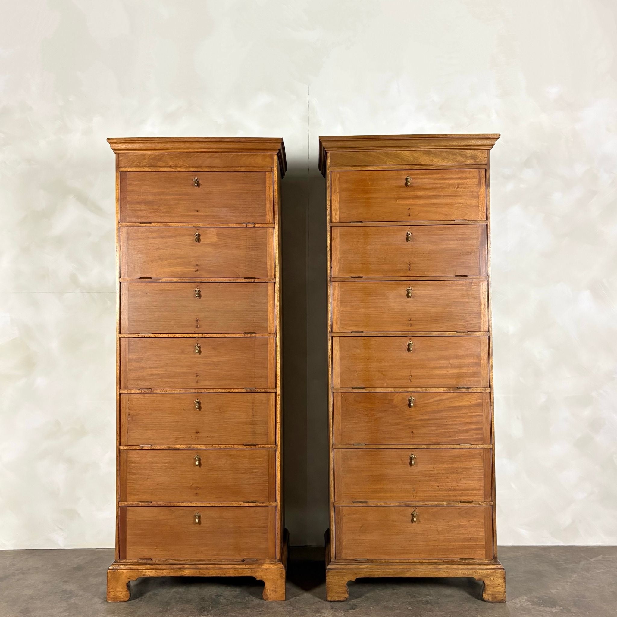 Pair Of Antique Edwardian Tall Cabinets/Bookcases/Haberdashery Storage Drawers